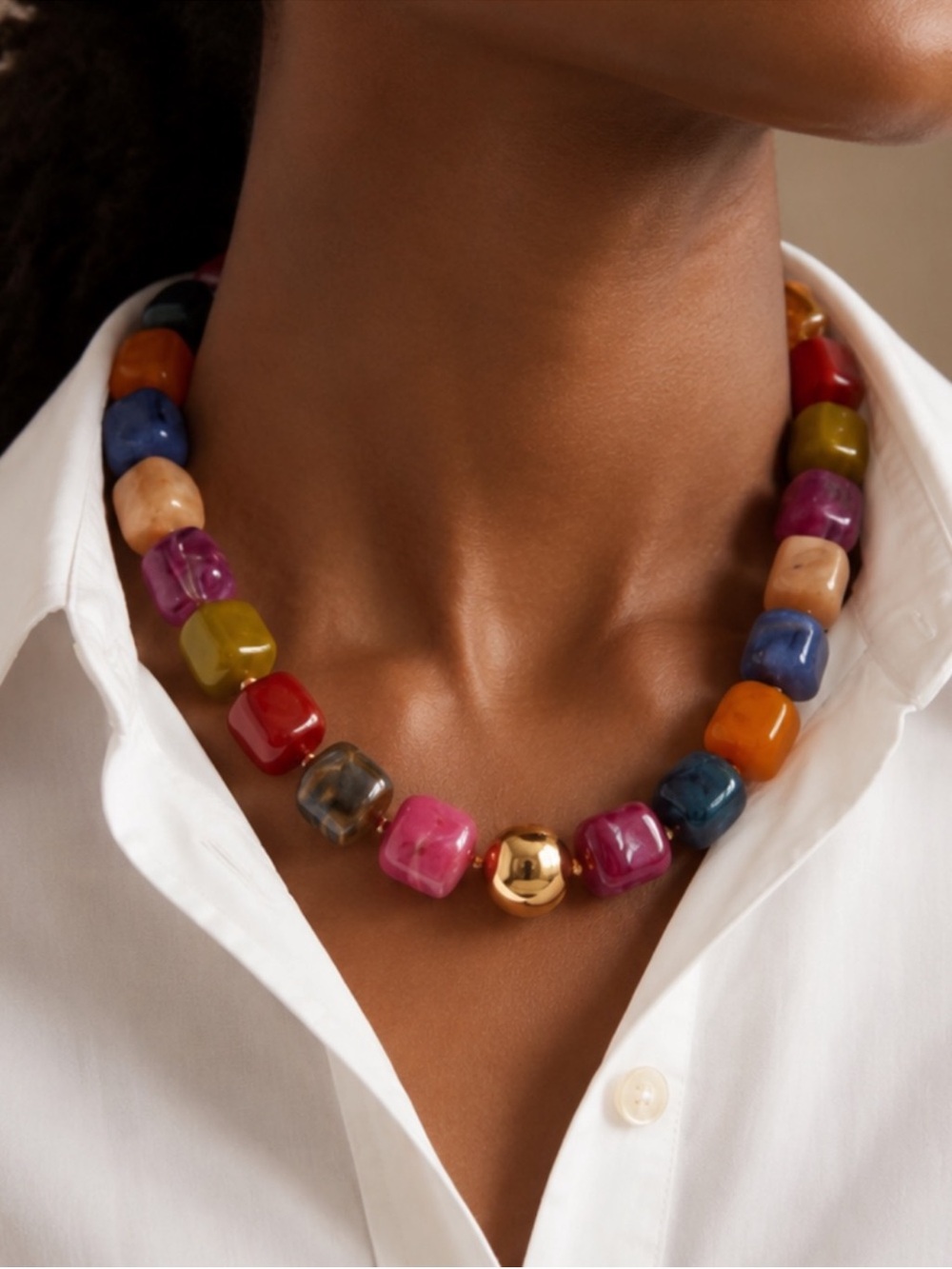 Colorful Dopamine Beaded Statement Necklace